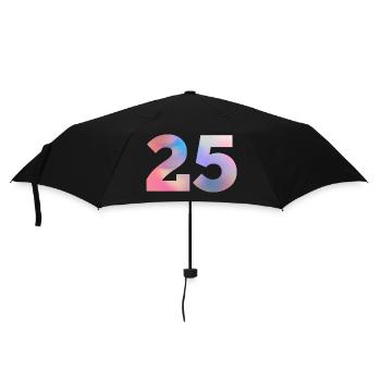 Bunte Zahl 25 - Regenschirm (klein) - Schwarz - Vorne