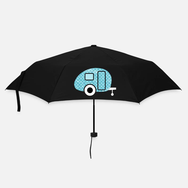 Caravan Fisch Camping Wohnwagen Schuppen Muster - Regenschirm (klein) - Schwarz