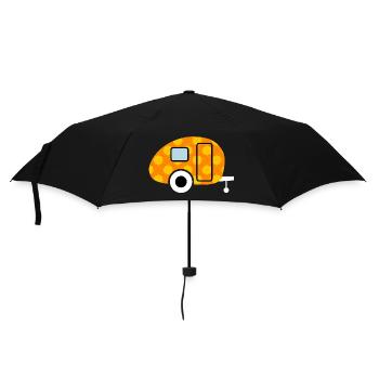 Caravan Wohnwagen Blumen Camping Retro Vintage Fan - Regenschirm (klein) - Schwarz - Vorne
