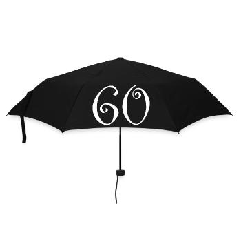 60. 60 JAHRE. 60-JÄHRIGES JUBILÄUM. 60. GEBURTSTAG. - Regenschirm (klein) - Schwarz - Vorne