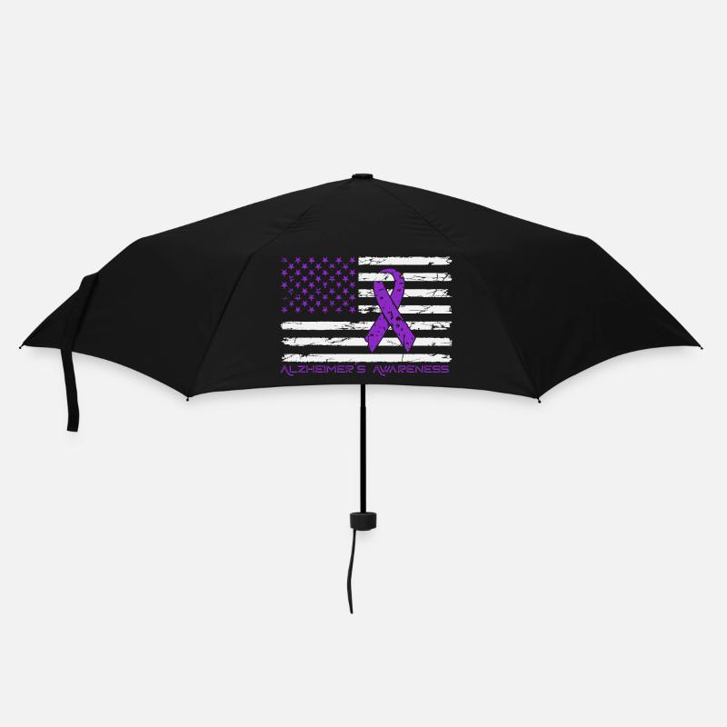 Ruban Violet Alzheimer Drapeau US - Parapluie standard - noir