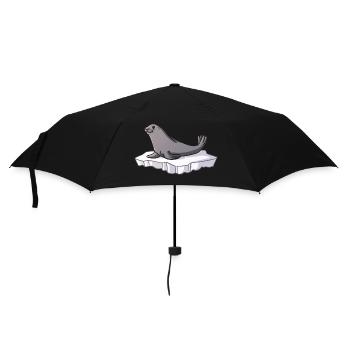 Niedliche Robben Kindergeschenke Arktische Tiere - Regenschirm (klein) - Schwarz - Vorne
