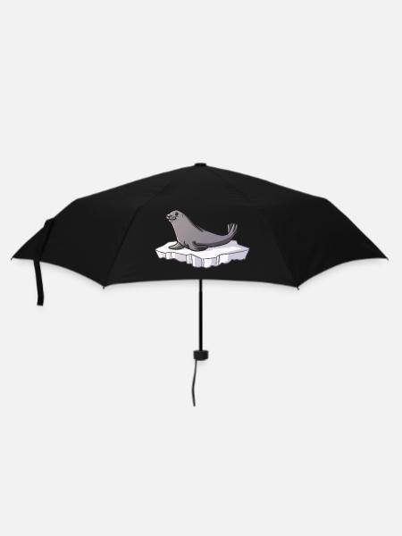 Des enfants phoques mignons offrent des animaux de l'Arctique - Parapluie standard - noir
