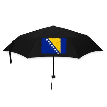 Bosnien und Herzegowina Bosnische Flagge Vintage - Regenschirm (klein) - Schwarz - Vorne
