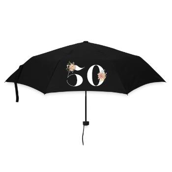 50e anniversaire fleuris (Cadeau de 50 ans) - Parapluie standard - noir - Devant