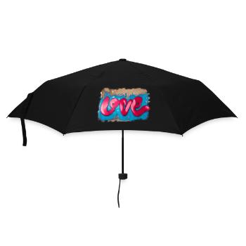 Graffiti Love - Regenschirm (klein) - Schwarz - Vorne