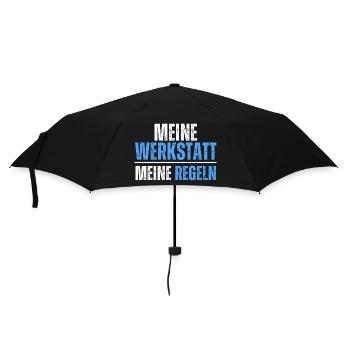 Meine Werkstatt, meine Regeln. Handwerker Spruch - Regenschirm (klein) - Schwarz - Vorne