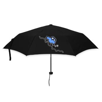 Blue car going up a hill - Umbrella (small) - black - Front