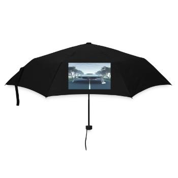Soucoupe volante sur une route de campagne - Parapluie standard - noir - Devant