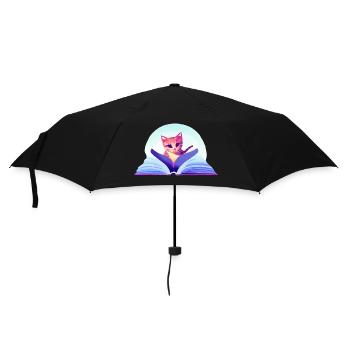 Cat Books Cat Reading Book Kitten Domestic Cat - Umbrella (small) - black - Front