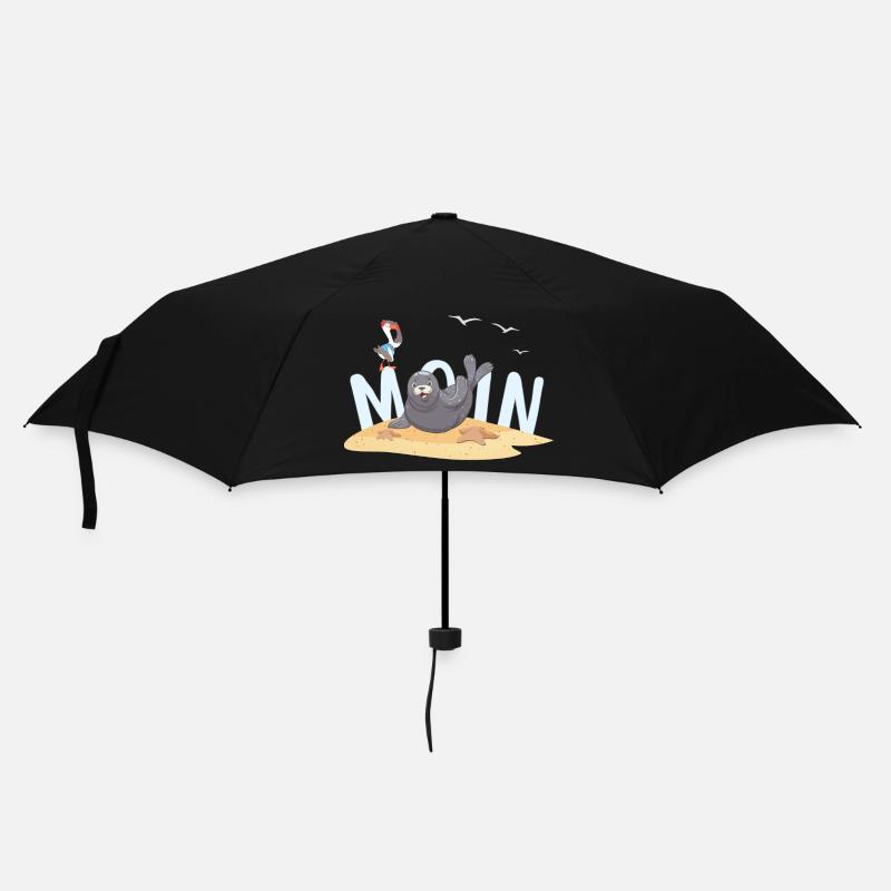Moin Robbe Möwe Strand - Regenschirm (klein) - Schwarz