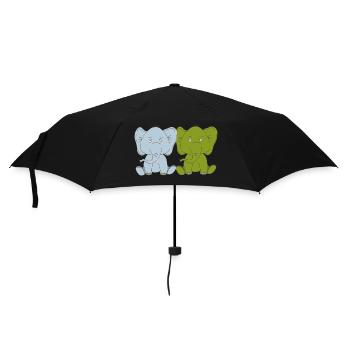 Two Elephant Babies - Umbrella (small) - black - Front