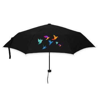 Oiseaux en papier multicolore - Parapluie standard - noir - Devant