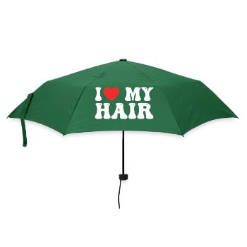 Ich liebe meine Haare - J'aime Mes Cheveux - Regenschirm (klein) - Flaschengrün - Vorne
