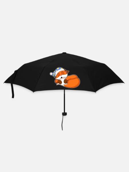 Fuchs Schlafen Nachtmütze - Regenschirm (klein) - Schwarz