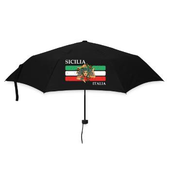 Sizilien Flagge Trinacria Urlaub Italien Reise - Regenschirm (klein) - Schwarz - Vorne