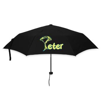 Peter artful yellow text - Umbrella (small) - black - Front