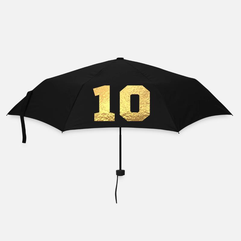 Numéro 10 paillettes doré - 10e anniversaire - Parapluie standard - noir