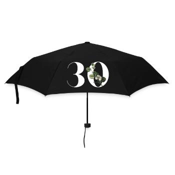 Numéro 30 floral vert - 30e anniversaire floral - Parapluie standard - noir - Devant