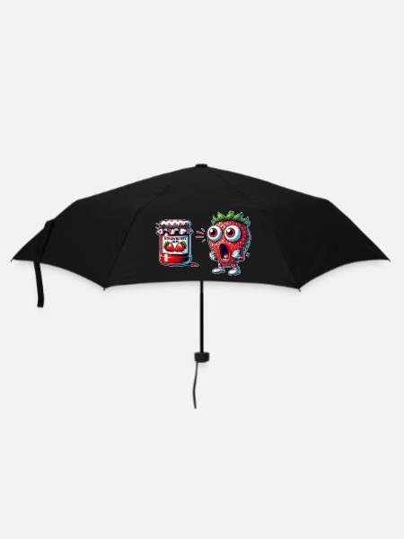 Lustiges Erdbeere Marmeladen Design - Regenschirm (klein) - Schwarz