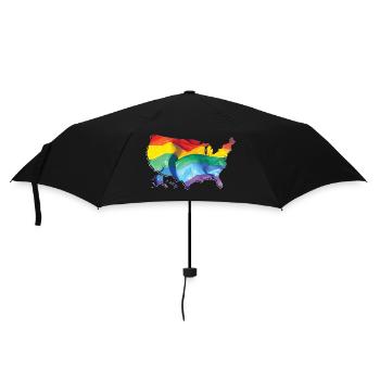 USA | echte Flagge | LGBTQIA+ - Regenschirm (klein) - Schwarz - Vorne