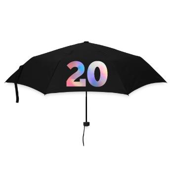 Bunte Zahl 20 - Regenschirm (klein) - Schwarz - Vorne
