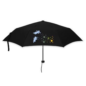 Weihnachtssterne und Engel Sterne streuen Gelb Rot - Regenschirm (klein) - Schwarz - Vorne