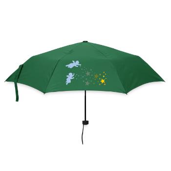 Weihnachtssterne und Engel Sterne streuen Gelb Rot - Regenschirm (klein) - Flaschengrün - Vorne