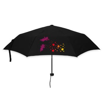 Weihnachtssterne und Engel Sternenengel Gelb Rot - Regenschirm (klein) - Schwarz - Vorne