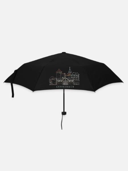 Gernsbach, Zeichnung Schloss Eberstein Schwarzwald - Regenschirm (klein) - Schwarz