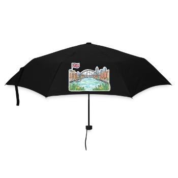 Newcastle Skyline, Tyne Bridge, Salbei, Gateshead, Kunst - Regenschirm (klein) - Schwarz - Vorne