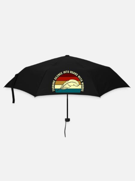 Brüllende Worte Feder-Sonnenuntergang - Regenschirm (klein) - Schwarz