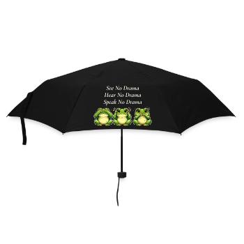 See Hear Speak No Drama Frogs Saying - Umbrella (small) - black - Front
