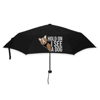 Hold On I See A Dog Hund Lustig Abgelenkt Spruch - Regenschirm (klein) - Schwarz - Vorne