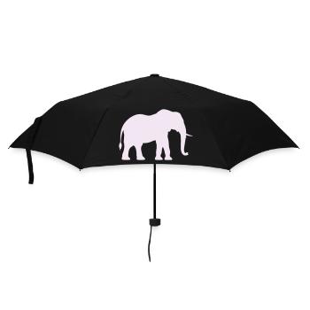 Elefanten-Silhouette Pastellrose - Regenschirm (klein) - Schwarz - Vorne