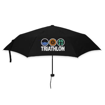 Triathlon Schwimmen Fahrradfahren Laufen Geschenk - Regenschirm (klein) - Schwarz - Vorne