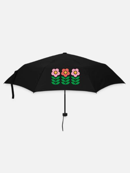 Blumen - Regenschirm (klein) - Schwarz