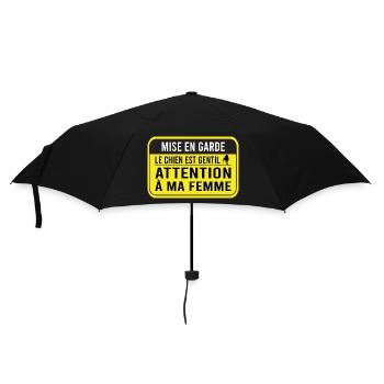Chien gentil Attention à ma femme Humour Chien - Parapluie standard - noir - Devant