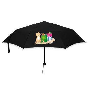 Weihnachtskatze - Regenschirm (klein) - Schwarz - Vorne