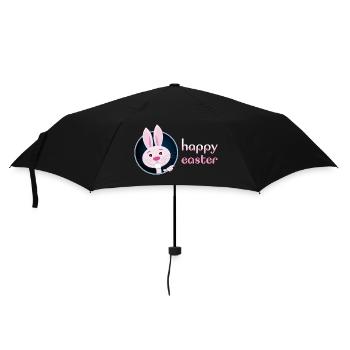 Cute Bunnies w/ Happy Easter for Teacher - Umbrella (small) - black - Front