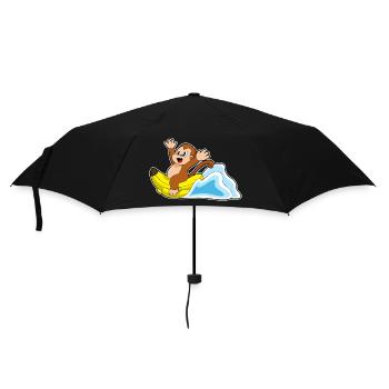 Affe Banane - Regenschirm (klein) - Schwarz - Vorne