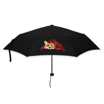 Fuchs mit Decke Schlafshirt - Regenschirm (klein) - Schwarz - Vorne