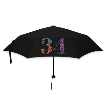 34. Geburtstag Leopard - Regenschirm (klein) - Schwarz - Vorne