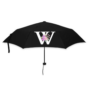 Lettre w floral violet - Parapluie standard - noir - Devant