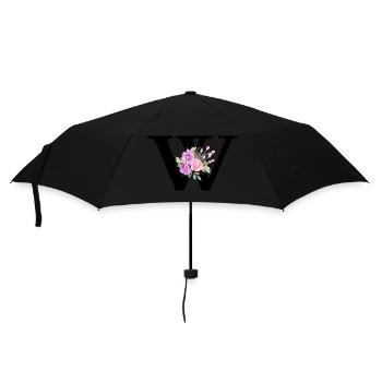 Lila floraler Buchstabe w - Regenschirm (klein) - Schwarz - Vorne