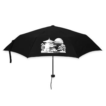 Temple de l’arbre du paysage japonais du lever du soleil - Parapluie standard - noir - Devant