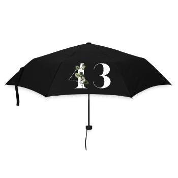 Nummer 43 Blumengrün - 43. Blumengeburtstag - Regenschirm (klein) - Schwarz - Vorne