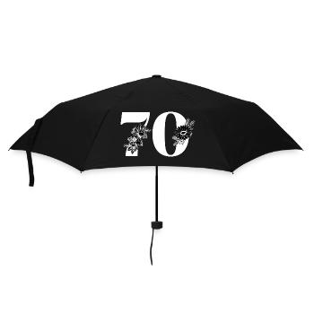 Number 70 Black Floral - 70th Birthday Floral - Umbrella (small) - black - Front