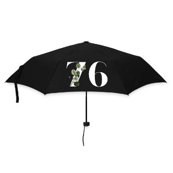 Nummer 76 Blumengrün - 76. Blumengeburtstag - Regenschirm (klein) - Schwarz - Vorne