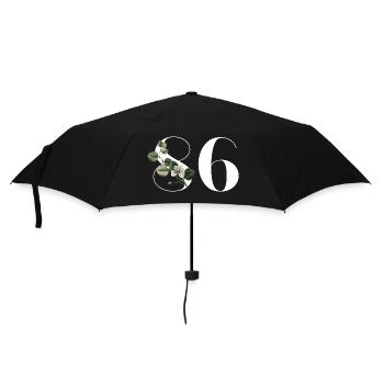 Nummer 86 Blumengrün - 86. Blumengeburtstag - Regenschirm (klein) - Schwarz - Vorne